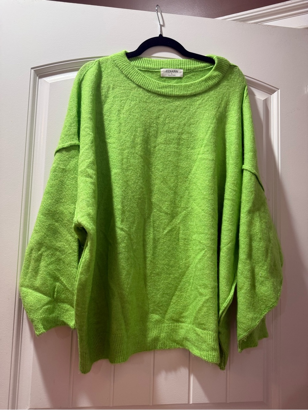 Zenana Outfitters Neon Lime Crewneck Sweater
